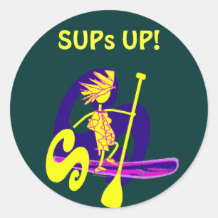 Stand Up Paddle Surf Design Classic Round Sticker