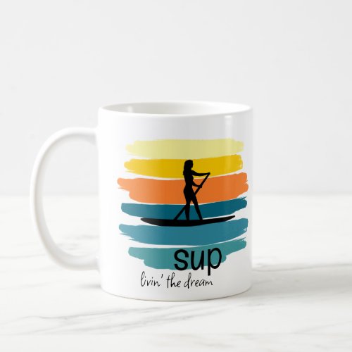 Stand Up Paddleboard Retro SUP Personalized Coffee Mug