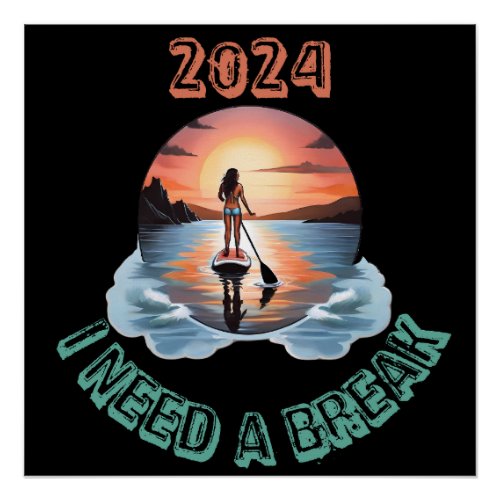Stand Up Paddleboard Surfing Serenity Poster