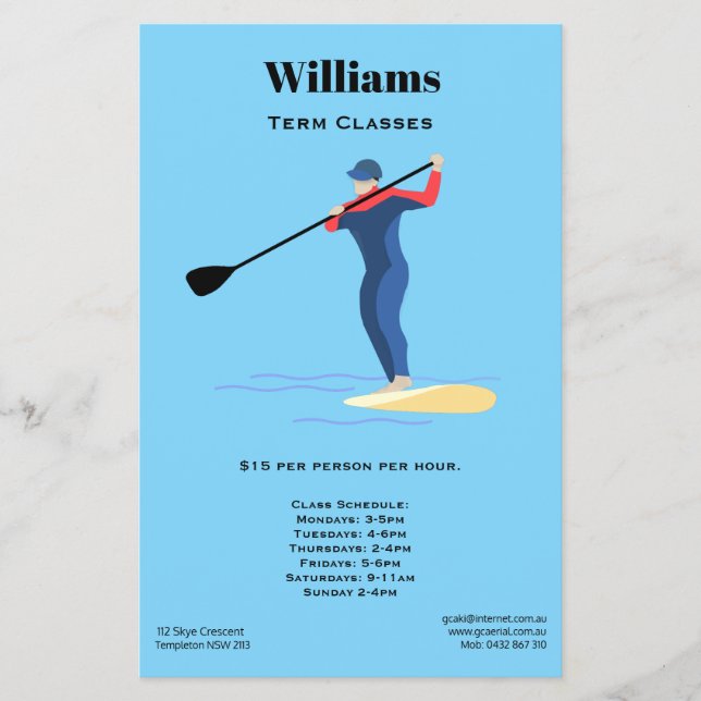 Stand Up Paddleboarding Flyer (Front)