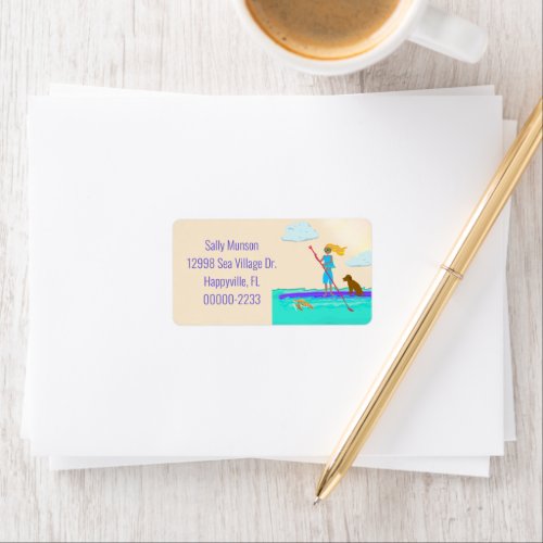 Stand Up Paddleboarding Illustrated Return Address Label