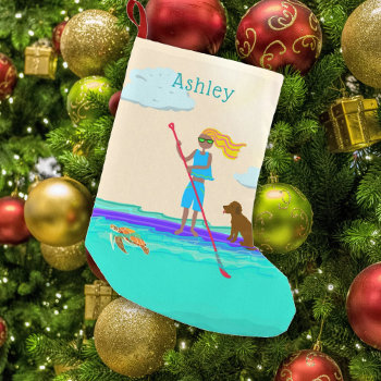 Stand Up Paddleboarding Name Template Small Christmas Stocking by holiday_store at Zazzle