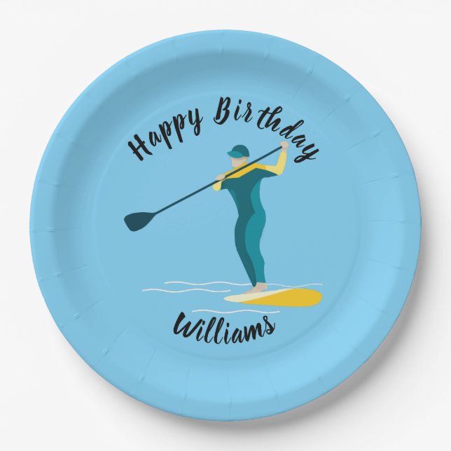 Stand Up Paddleboarding Paper Plates (Front)