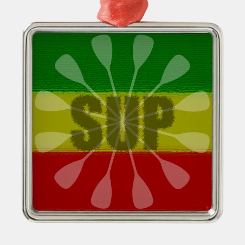 Stand Up Paddling Paddle Twirl Metal Ornament