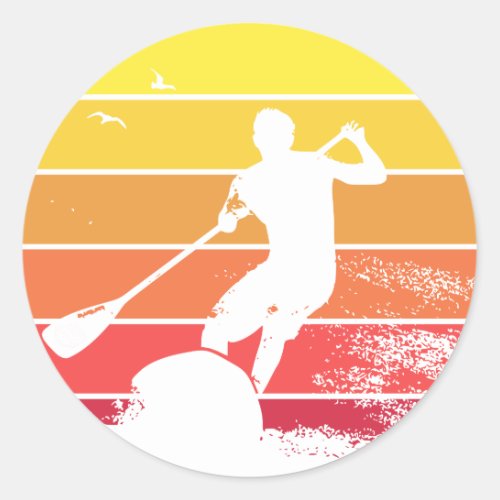 Stand Up Paddling Surfer Classic Round Sticker