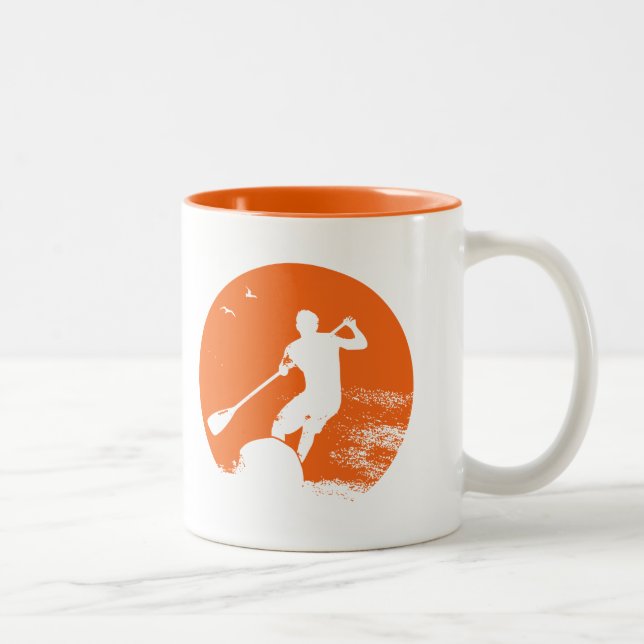 Stand Up Paddling Surfer Two-Tone Coffee Mug (Right)