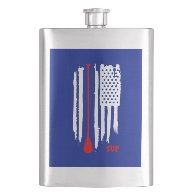 Stand Up Paddling US Flag Hip Flask (Front)