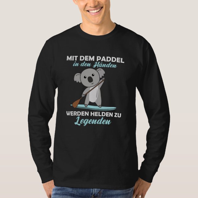 Stand Up Paddling With Koala Funny Paddling T-Shirt (Front)