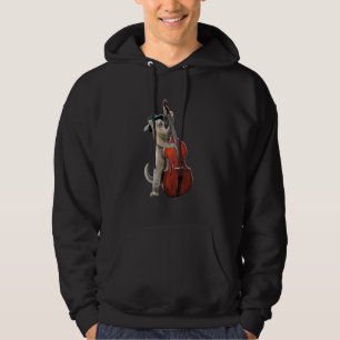 Stand Up Upright Double Bass Cat Guitarist Guitar Hoodie