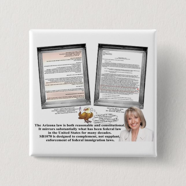 Stand With Arizona - Support SB 1070 Pinback Button (Front)