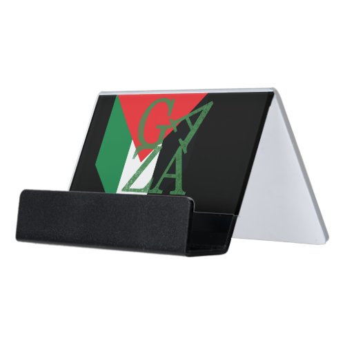 Stand With Gaza Protect Children Women And Men Desk Business Card Holder
