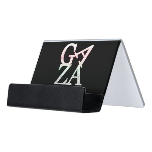 Stand With Gaza Protect Men Children And Women Desk Business Card Holder