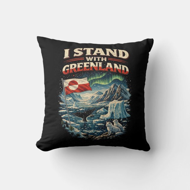 Stand with Greenland Throw Pillow (Front)