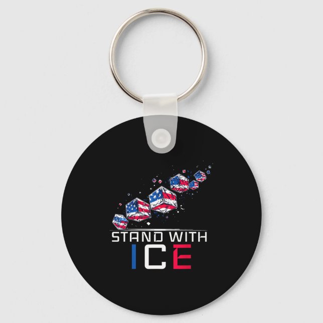 Stand with ice deportation funny support keychain (Front)