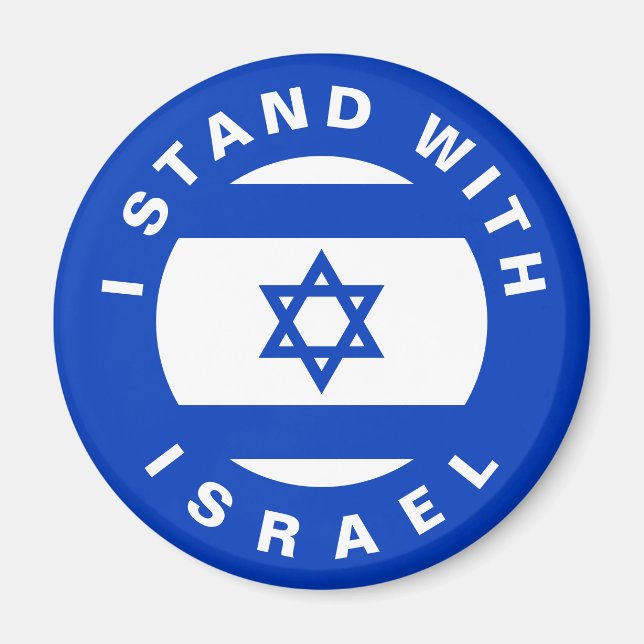 Stand with Israel blue white custom text and flag Magnet (Front)