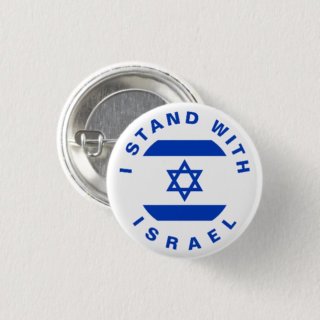 Stand with Israel white blue custom text and flag Button (Front & Back)