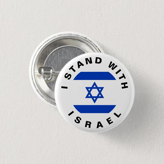 Stand with Israel white blue flag and custom text Button (Front & Back)