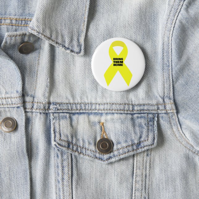 Stand with Israel- Yellow Ribbon Bring Them Home  Button (In Situ)