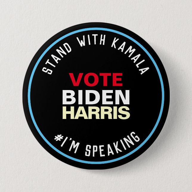 Stand With Kamala I'm Speaking BIDEN HARRIS Button (Front)