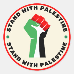 Stand with Palestine - Fist - Flag Colors Classic Round Sticker