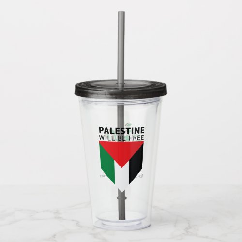 Stand With Palestine Flag and Olive Tree Acrylic Tumbler
