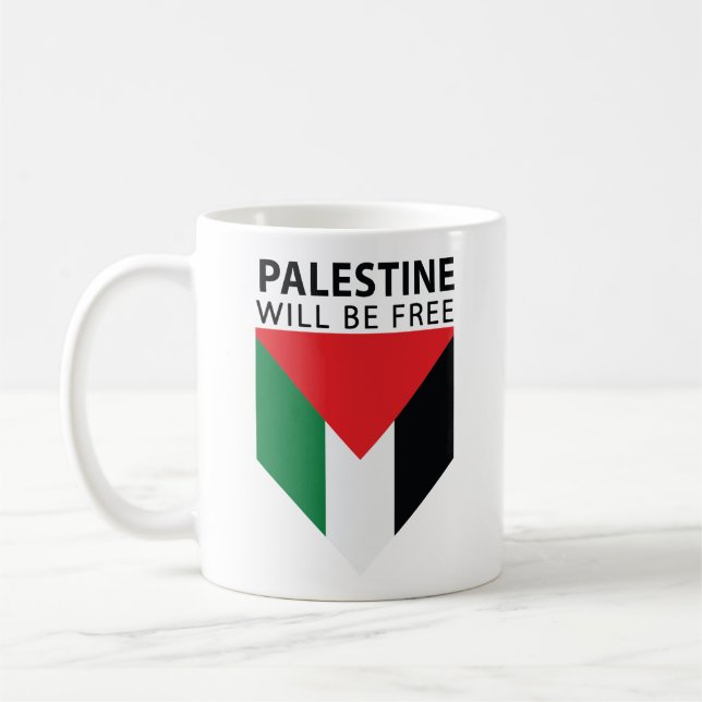 Stand With Palestine, Flag and Olive Tree Coffee Mug (Left)