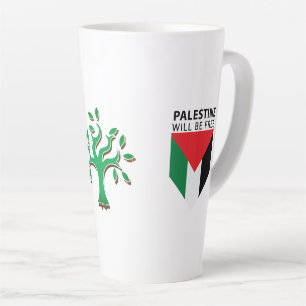Stand With Palestine, Flag and Olive Tree Latte Mug