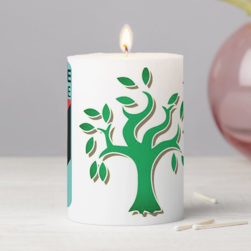 Stand With Palestine Flag and Olive Tree Pillar Candle