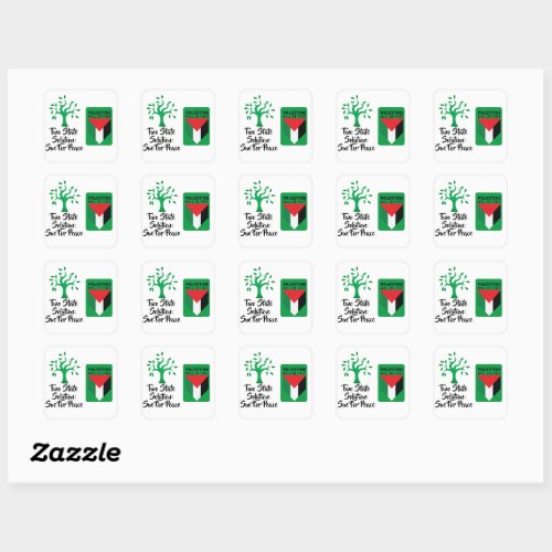 Stand With Palestine Flag and Olive Tree Square Sticker