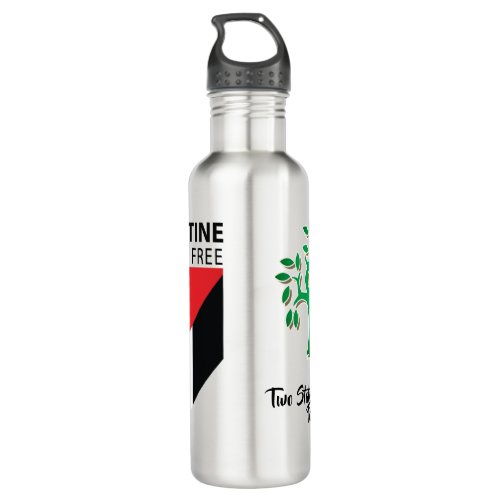 Stand With Palestine Flag and Olive Tree Stainless Steel Water Bottle
