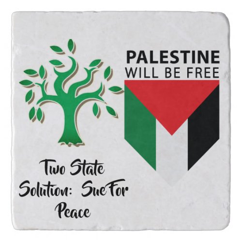 Stand With Palestine Flag and Olive Tree Trivet