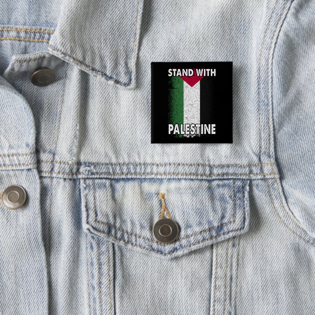 Stand with Palestine Free Palestinian Flag Button (In Situ)