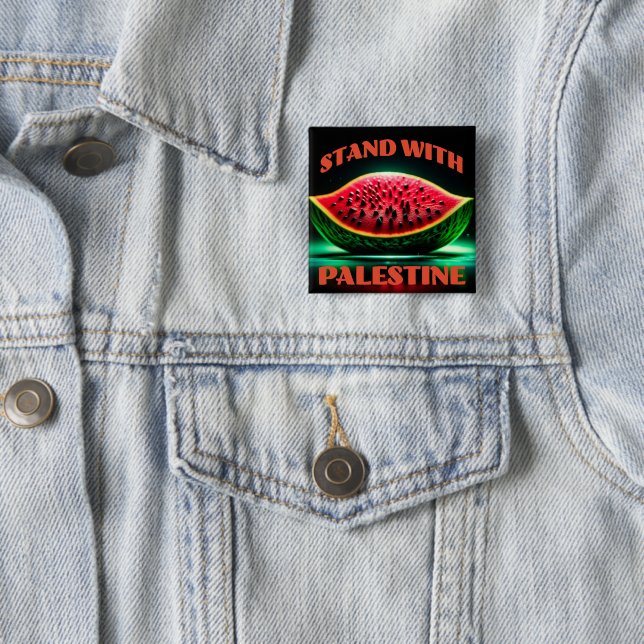 Stand with Palestine Solidarity Square Button (In Situ)