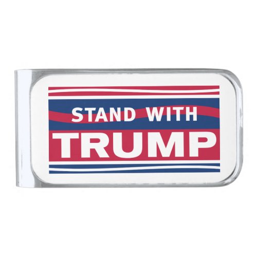 Stand with Trump2024MAGA Silver Finish Money Clip