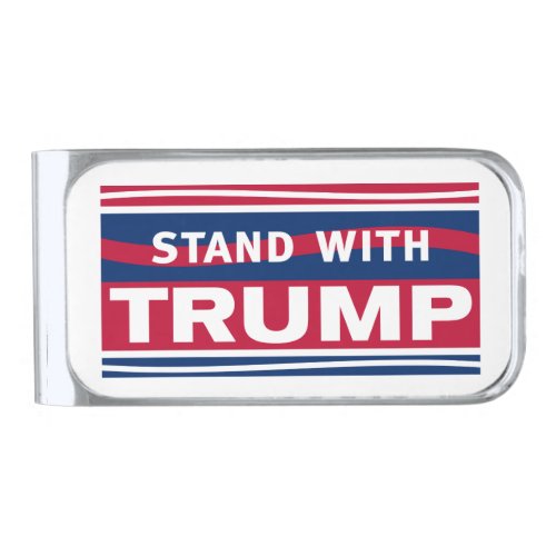 Stand with Trump2024MAGA Silver Finish Money Clip