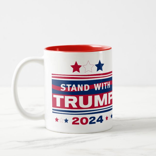 Stand with Trump~2024~MAGA Two-Tone Coffee Mug (Left)
