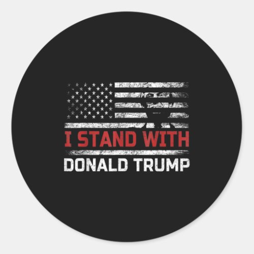 Stand With Trump American Flag Men Woman Usa Vinta Classic Round Sticker