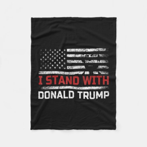 Stand With Trump American Flag Men Woman Usa Vinta Fleece Blanket