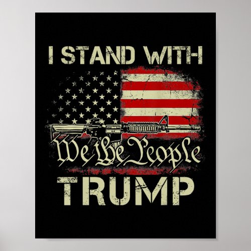 Stand With Trump American Flag Men Woman Usa Vinta Poster