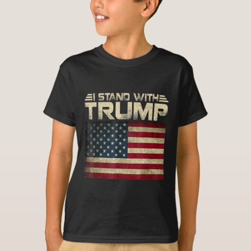 Stand With Trump American Flag Men Woman Usa Vinta T_Shirt