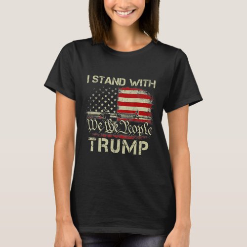 Stand With Trump American Flag Men Woman Usa Vinta T_Shirt