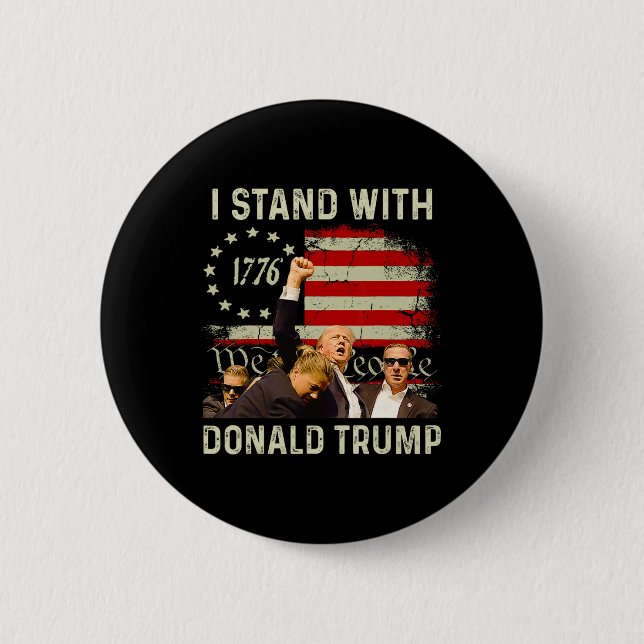 Stand With Trump Funny Trump 2024  Button (Front)
