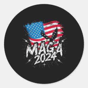 Stand With Trump Maga 2024 Patriotic Flag Tee Vote Classic Round Sticker