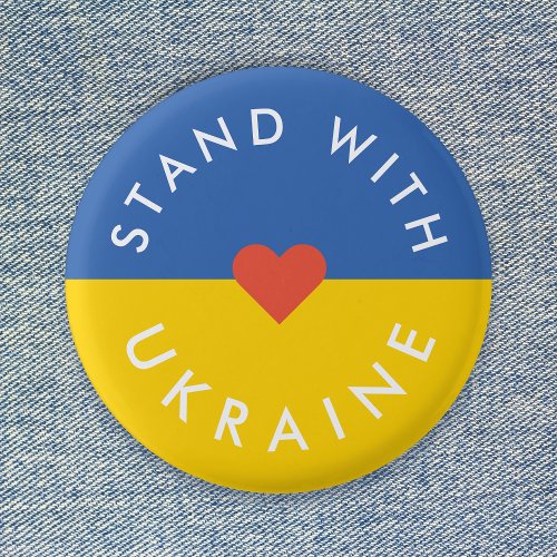 Stand with Ukraine Anti War Protest Ukrainian Flag Button