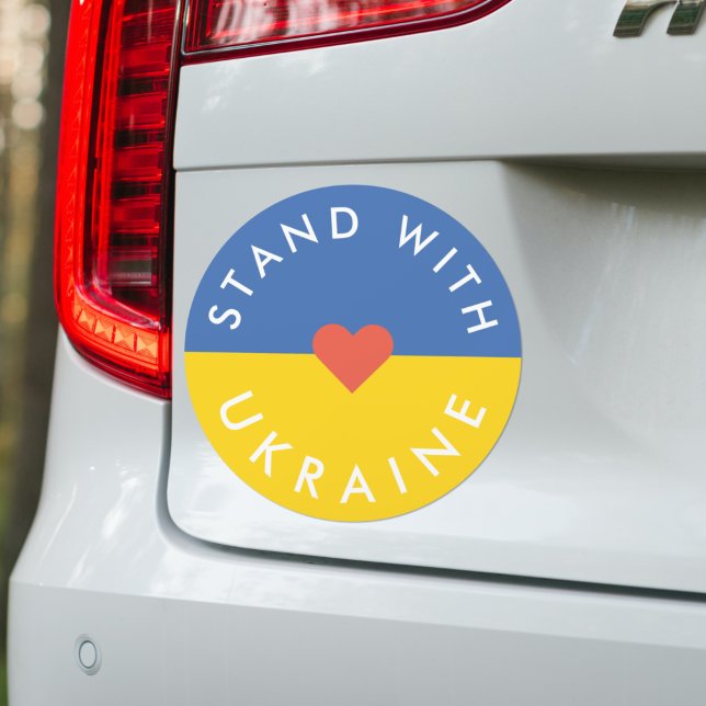 Stand with Ukraine Anti War Protest Ukrainian Flag Car Magnet (Creator Uploaded)