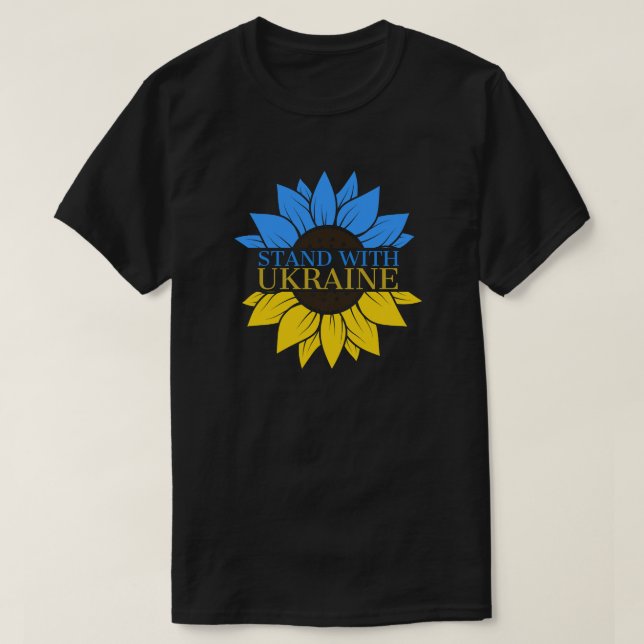Stand With Ukraine Blue Yellow Sunflower  T-Shirt (Design Front)
