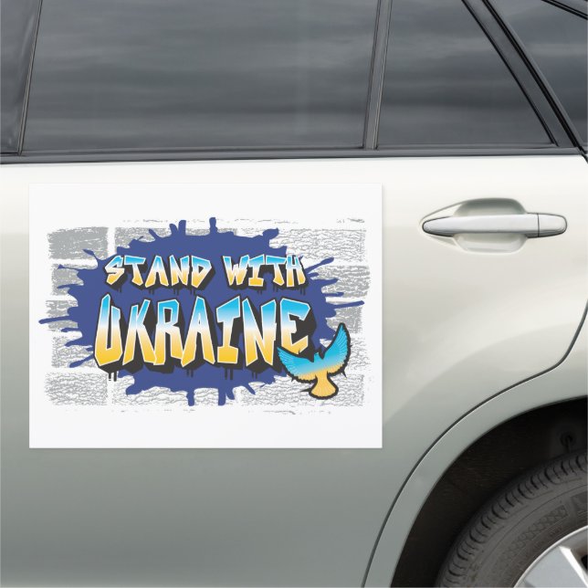 STAND WITH UKRAINE Car Truck Loyalty Support Sign  (In Situ)