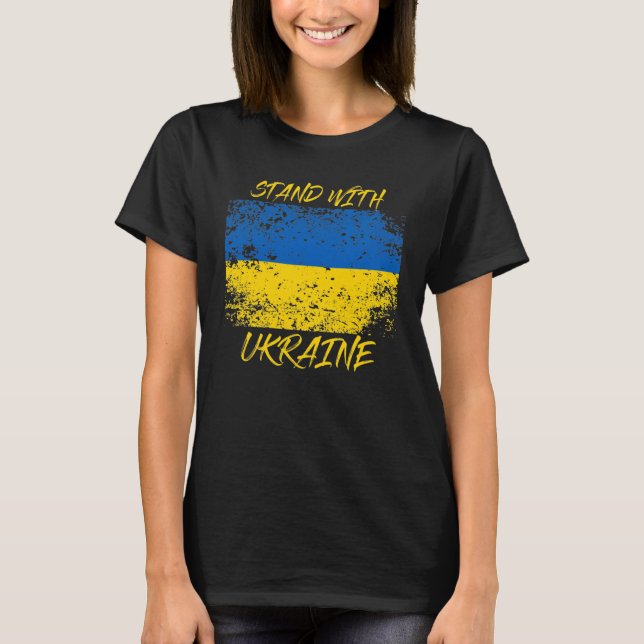 Stand With Ukraine Distressed T-Shirt (Front)
