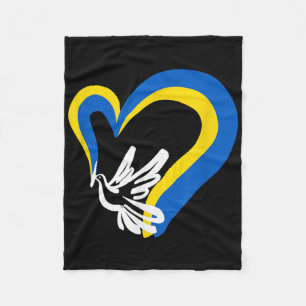 Stand With Ukraine Dove World Peace Strong Ukraini Fleece Blanket