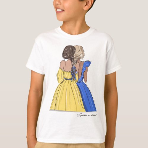 Stand with Ukraine Ladies  Ukrainian Girls Blue Ye T_Shirt